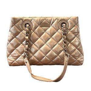 Kate Spade quilted gold shimmer purse/chain handles semi shoulder bag
